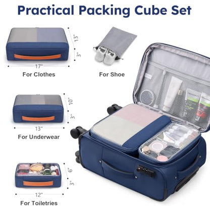 Softside Expandable Carry On Luggage, 20in Carry on Suitcase with Wheels - color: Blue