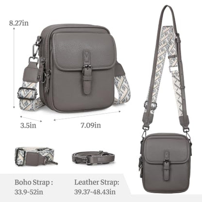 Leather Crossbody Bag for Women Small Anti Theft Messenger Purse - color: Grey