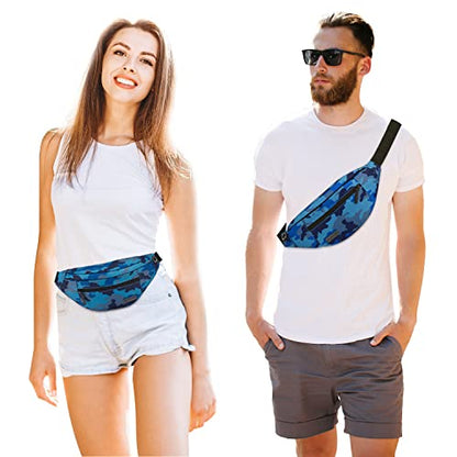 MAXTOP Camo Blue Fanny Pack for Men Cross Body Bag Carrying All Phones - color: Camo Blue