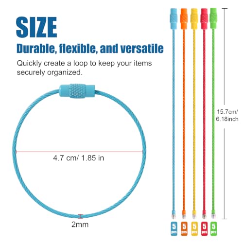 Stainless Steel Wire Keychains Aircraft Cable Cable (20 PCS 5Color) - color: 20 PCS 5Color