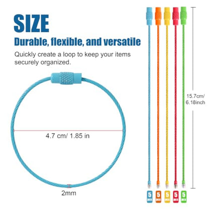 Stainless Steel Wire Keychains Aircraft Cable Cable (20 PCS 5Color) - color: 20 PCS 5Color