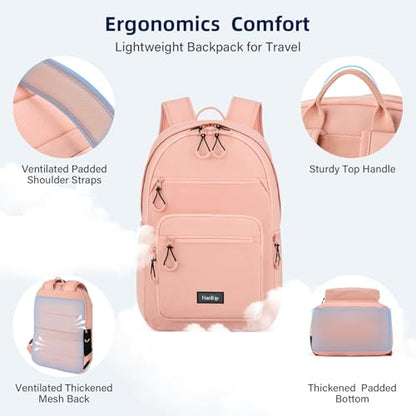 HanTrip 18 Inch Carry on Travel Backpack with Lots of Pockets, Pink - color: Pink, size: 18 Inch