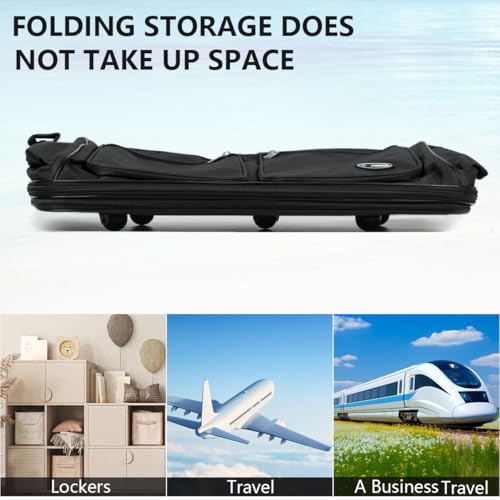 36'' Expandable Rolling Duffel Bag Suitcases w/Wheels,Foldable Luggage Bag - color: Black, size: 36"