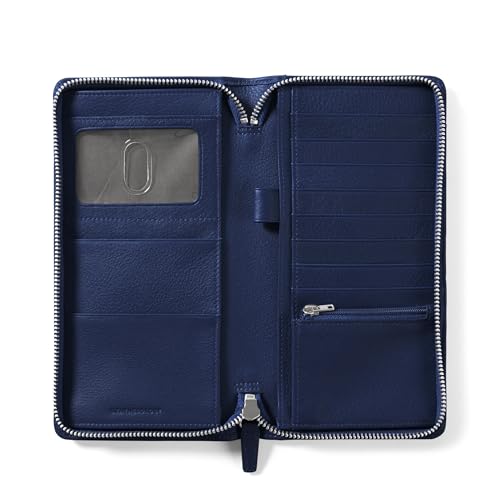 Leatherology Zippered Travel Wallet & Passport Holder - Navy Blue - color: Navy Blue