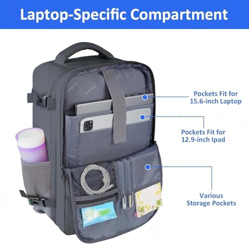 Taygeer Personal Item Backpack for Women, 35L Travel Backpack - color: Darkgrey, size: Large