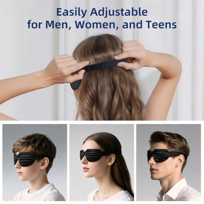 Sleep Mask for Men Women, Zero Pressure 3D Blackout Eye Mask - color: Deep Black