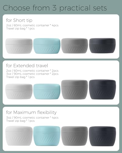 TakeToday Travel Containers for Toiletries, 2 & 3oz, 4 Pack, Grey - color: Grey