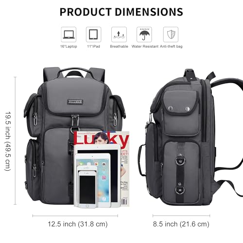 WITZMAN Travel Backpack for Men Carry-on Laptop Backpack - color: Upgrade Silvery Grey