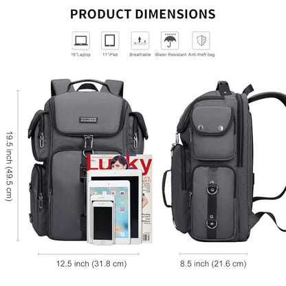 WITZMAN Travel Backpack for Men Carry-on Laptop Backpack - color: Upgrade Silvery Grey