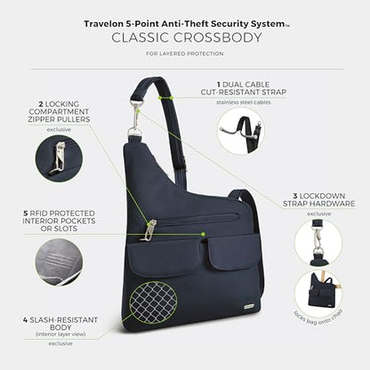 Travelon Anti-Theft Classic Crossbody Bag - color: Midnight