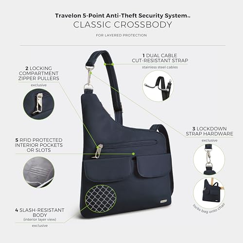 Travelon Anti-Theft Classic Crossbody Bag - color: Midnight