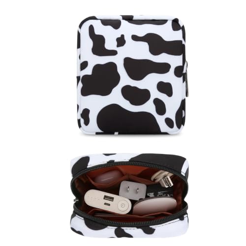 Electronics Travel Organizer, Small Tech Pouch for Cables & Chargers - color: Cow