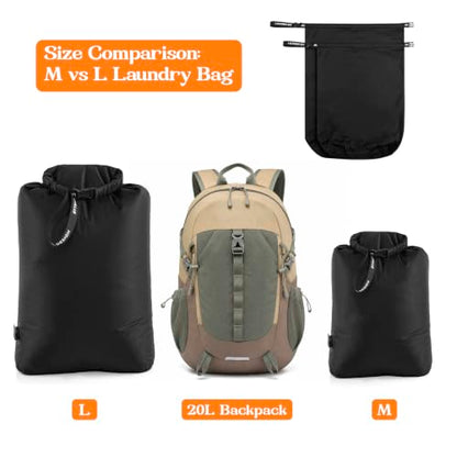 Travel Laundry Bag, Waterproof Compression Bags for Dirty Clothes - color: Black, size: Medium