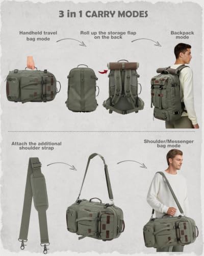 Gonex 40L Convertible Laptop Backpack, Airline Approved, Classical Green - color: Green