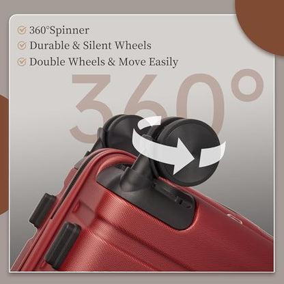 Hulsin 20-Inch Carry on Luggage, Hardside Suitcase with TSA Lock - color: Red, size: 20-Inch
