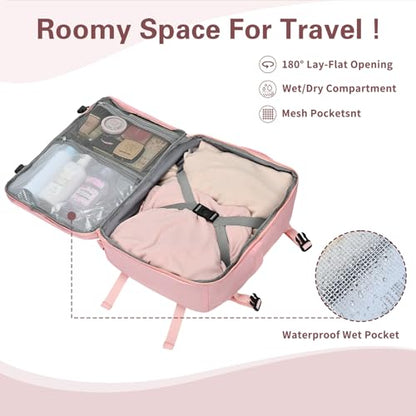 Travel Carry On Backpack for Women, TSA Approved 15.6" Laptop Daypack - color: Pink, size: Medium