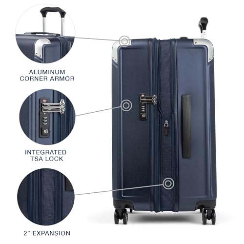 Travelpro Platinum Elite Hardside Checked Luggage, True Navy, 25-Inch - color: True Navy Blue, size: Checked- Medium 25-Inch