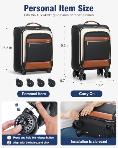 16 inch Underseat Carry On Luggage with Wheels Brown - color: Brown