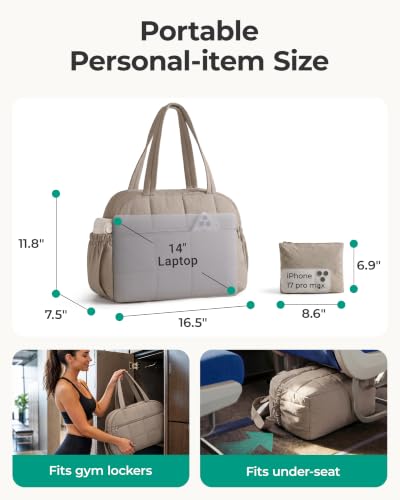 BAGSMART Small Gym Bag for Women, 2 Set Travel Duffel Bags, Camel - color: Camel