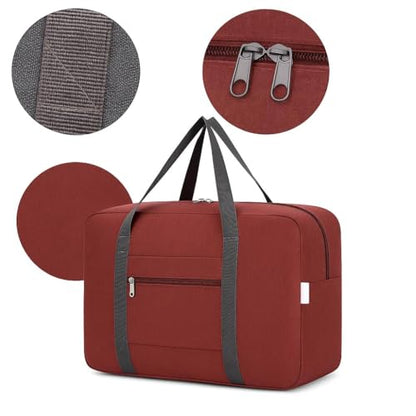 Lightweight Foldable Travel Duffel Bag – Compact Carry-On Luggage for Overnight Trips, Unisex Weekender Bag (red)