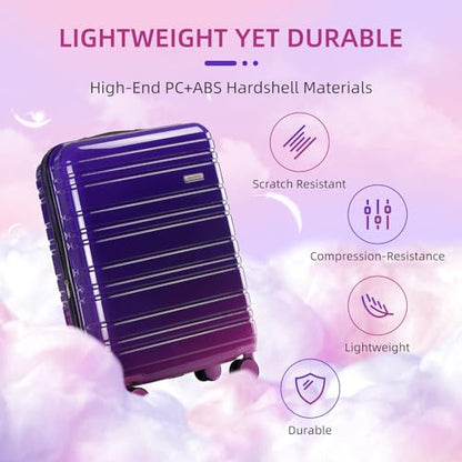 LARVENDER Carry on Luggage Sets 3 Piece, 20 Inch Suitcases, Midnight Berry - color: Midnight Berry-20BP, size: 3 Piece Set (Backpack/TB/20)