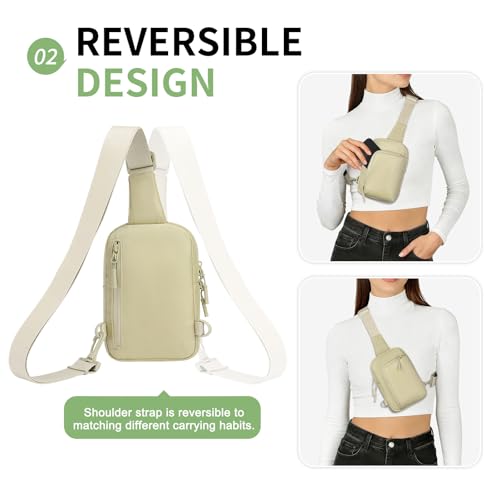 Mini Sling Bag for Men Women Fits for 6.3" Phone, Khaki - color: 2 Pocket-khaki