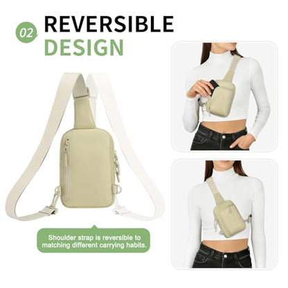 Mini Sling Bag for Men Women Fits for 6.3" Phone, Khaki - color: 2 Pocket-khaki