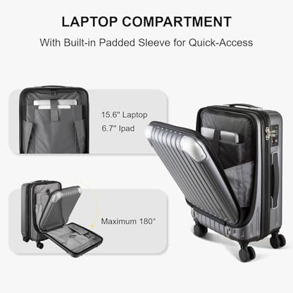 LEVEL8 Carry on Luggage 22x14x9 Airline Approved, 20" Suitcases with Wheels - color: Grey, size: 20 Inch
