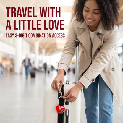 3Pcs Red Mini Love Heart Lock, Heart Padlock, Mini Code Lock,Padlocks and Hasps,Bags/Suitcase/Lockers/Backpacks/Jewelry Boxes Wire Rope 3-Digit Code Combination Padlock for Travel