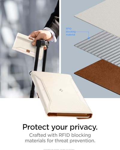 Spigen Life Passport Card Cover Holder, RFID Blocking - color: Dune Beige