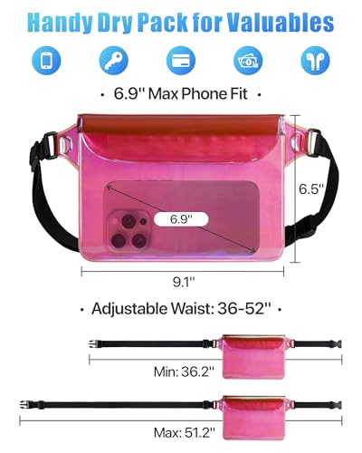 F-color Waterproof Fanny Pack - Waterproof Pouch, Beach Cruise Essentials - color: 1 Pack,Pink
