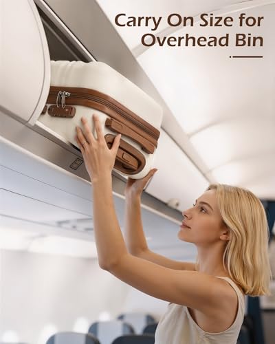 LONG VACATION Luggage Sets, 3 Piece, 20 Inch Carry On Hardshell Suitcase - color: BEIGE-BROWN, size: 3-Piece Set (20-Inch BP/TB)
