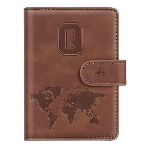 Passport Holder Wallet Cover Personalized Initial Travel Essentials - color: Brown, size: Q
