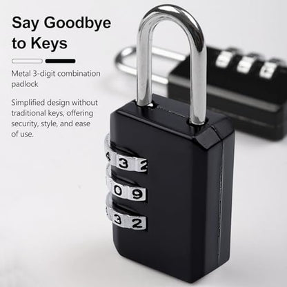 2-Pack Customizable Black Luggage Locks – Set Your Own Combination, Secure Travel Padlocks for Suitcases, Backpacks, and Bags