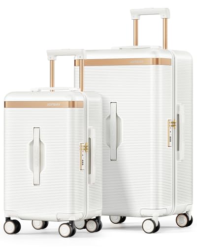 Joyway Luggage Sets 2 Piece, 22 Inch Carry On and 26 Inch Checked, White - color: Beige, size: 22+26 inch