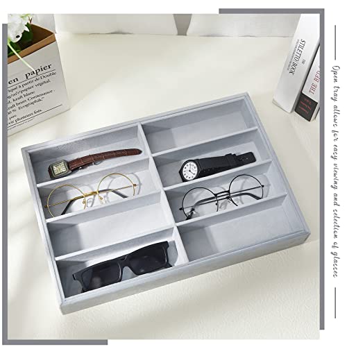 Amylove 2 Pack Sunglasses Organizer Tray Velvet Holder,8 Grids,Gray - color: Gray, size: 8 Grids