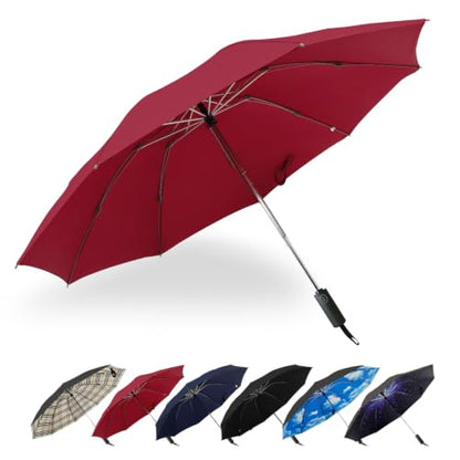 LLanxiry Compact Travel Umbrella, Windproof Automatic Umbrellas for Rain - color: Inverted-Wine