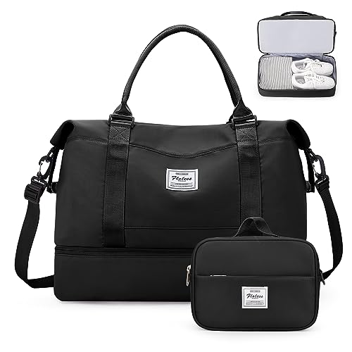 Weekender Bags for Women, Carry-On Overnight Travel Duffel Bag - color: Black, size: Extra Large