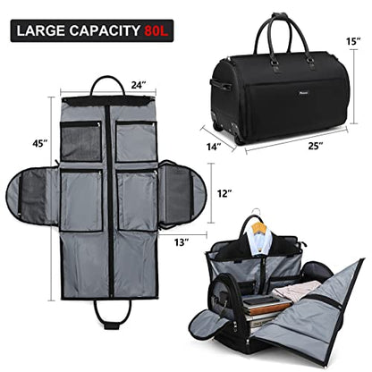 Modoker 3-in-1 Rolling Garment Duffle Bag with Wheels, 25in Black - color: 25in-Black