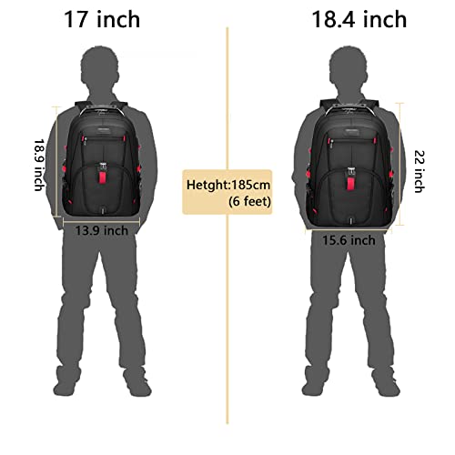 LOVEVOOK Large Laptop Backpack for Men,18.4Inch Heavy Duty Travel Backpack - color: Black, size: 18.4 inch