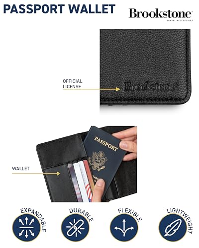 Brookstone RFID-Blocking Passport Wallet, Card Organizer - color: Black