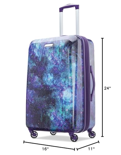 American Tourister Moonlight Hardside Expandable Luggage with Spinner Wheels, Cosmos, Checked-Medium 24-Inch - color: Cosmos, size: Checked-Medium 24-Inch