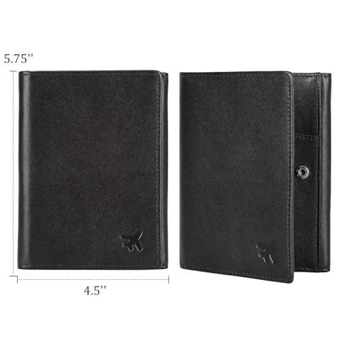 Polare Napa Leather Pilot Wallet Passport Holder RFID Blocking Tri-fold Travel Cover Document Organizer for Aviation Professionals (Black) - color: Black