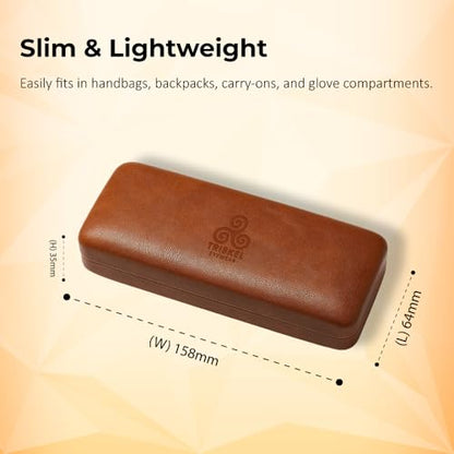 Premium Curved Rectangular Glasses Case, Hard Shell PU Leather Eyewear Holder. Magnetic Closure. - color: Espresso Weave