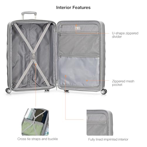 Traveler's Choice Elm 21" Carry-on Expandable Spinner Luggage Set - Matte Silver - color: Matte Silver, size: 21" Carry-On (1-Piece)