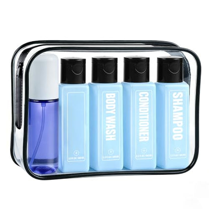 GearTrust TSA Travel Size Bottles for Toiletries, Shampoo Travel Bottles - color: Ocean Blue