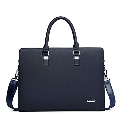 FSD.WG]Business Bag Leather Briefcase Shoulder Laptop Business Bag for Men - color: Blue(l)