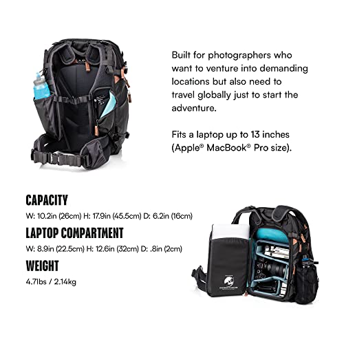 Shimoda Explore v2 25 Starter Kit, Compact Outdoor Photography Travel Backpack incl. Small Mirrorless Core Unit, Carry-On Ready Adventure Pack, Anti-Theft Camera Access, 14" Laptop Sleeve, Black | Anti-Theft Camera Access, 14" Laptop Sleeve, compact Outdo