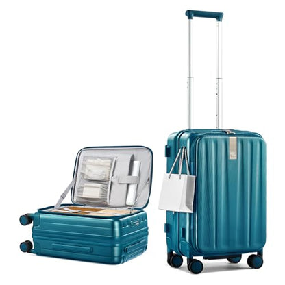 Hanke Top Opening Carry-On - Expandable 16 Inch Airline Approved Spinner - color: Caribbean Blue, size: 20 Inch Expandable