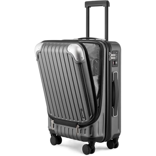 LEVEL8 Carry on Luggage 22x14x9 Airline Approved, 20" Suitcases with Wheels - color: Grey, size: 20 Inch